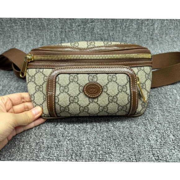GUCCI Interlocking G Brown Canvas Belt Bag 635-071025 - Picture 2 of 11